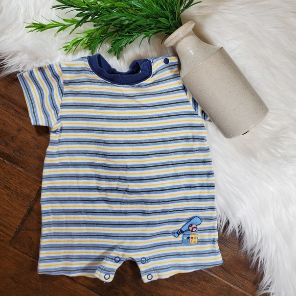 🌿5/$25 Tykes Blue Stripe Romper | s 3-6m - Picture 2 of 6